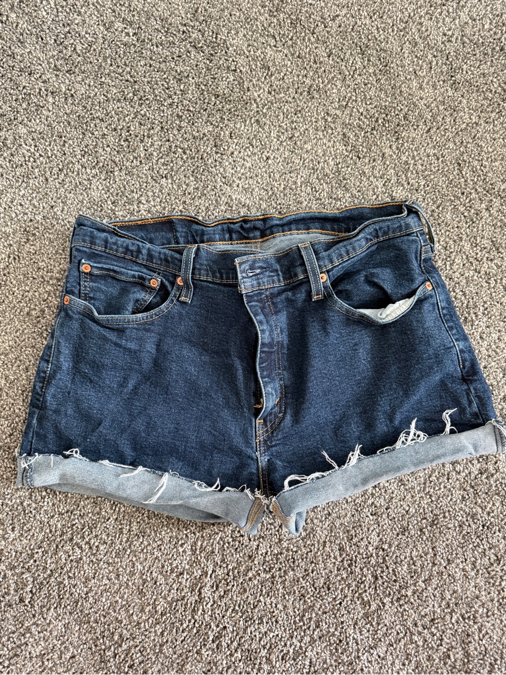 Levi's Dark Blue Rolled Hem Denim Shorts